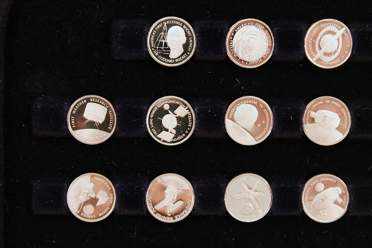 1977 STERLING SILVER FRANKLIN MINT AMERICAN IN SPACE 60 COIN COLLECTION