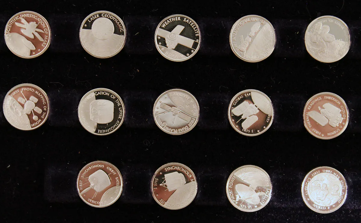 1977 STERLING SILVER FRANKLIN MINT AMERICAN IN SPACE 60 COIN COLLECTION