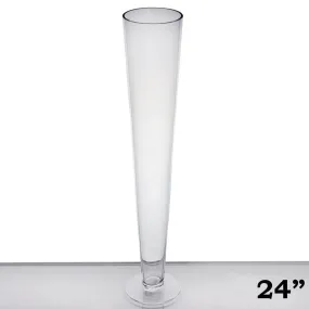 24" Tall Trumpet Heavy Duty Glass Centerpiece Vase Wedding Party Decoration - Clear - 6/Set