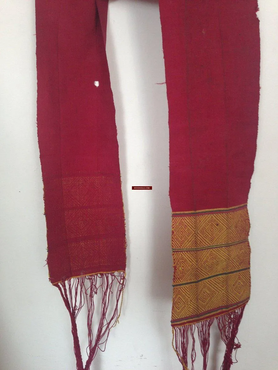741 SOLD Antique Myanmar Aso Chin Woven Belt Textile