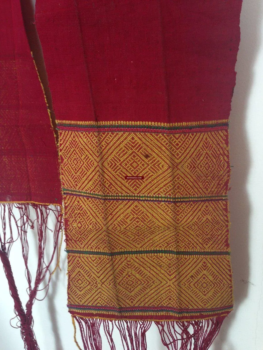 741 SOLD Antique Myanmar Aso Chin Woven Belt Textile