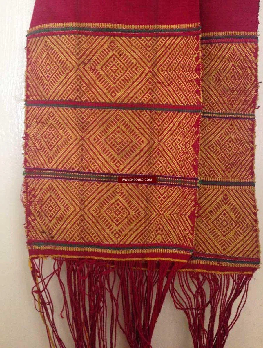 741 SOLD Antique Myanmar Aso Chin Woven Belt Textile