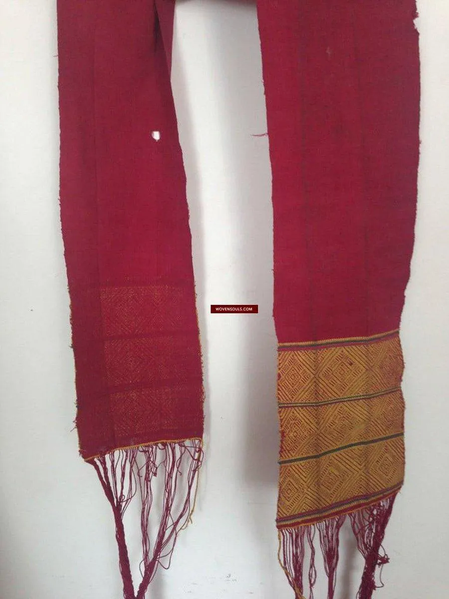 741 SOLD Antique Myanmar Aso Chin Woven Belt Textile