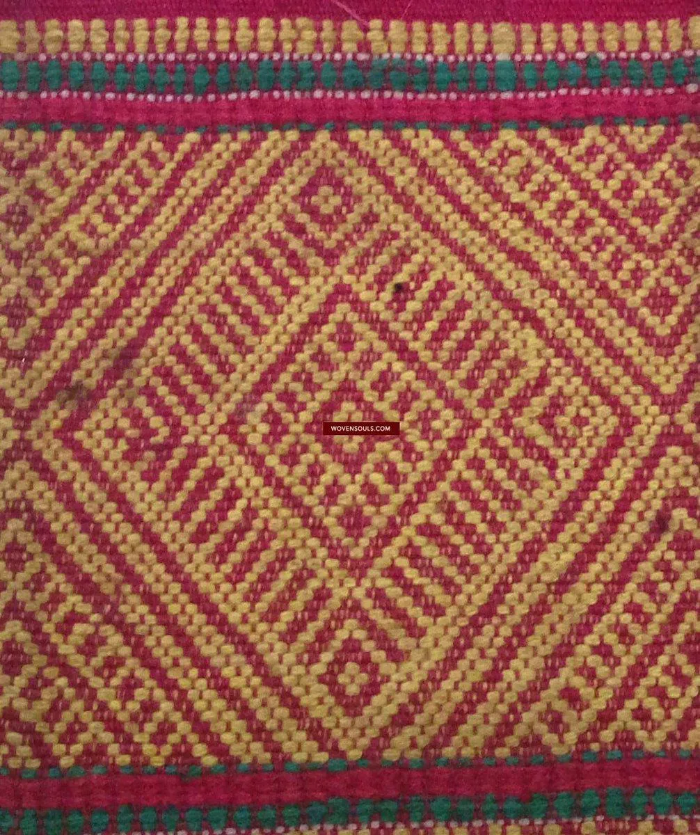 741 SOLD Antique Myanmar Aso Chin Woven Belt Textile