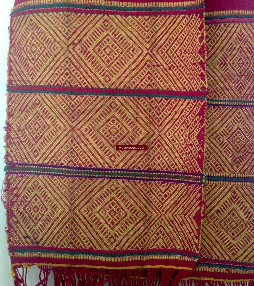 741 SOLD Antique Myanmar Aso Chin Woven Belt Textile