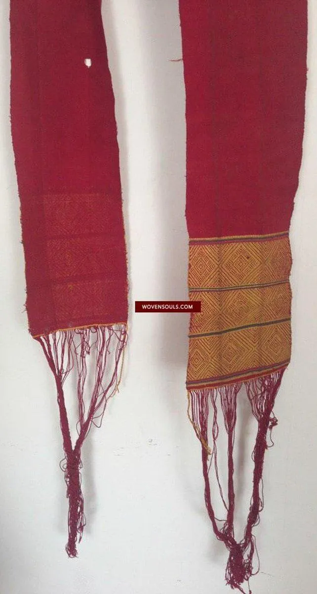 741 SOLD Antique Myanmar Aso Chin Woven Belt Textile