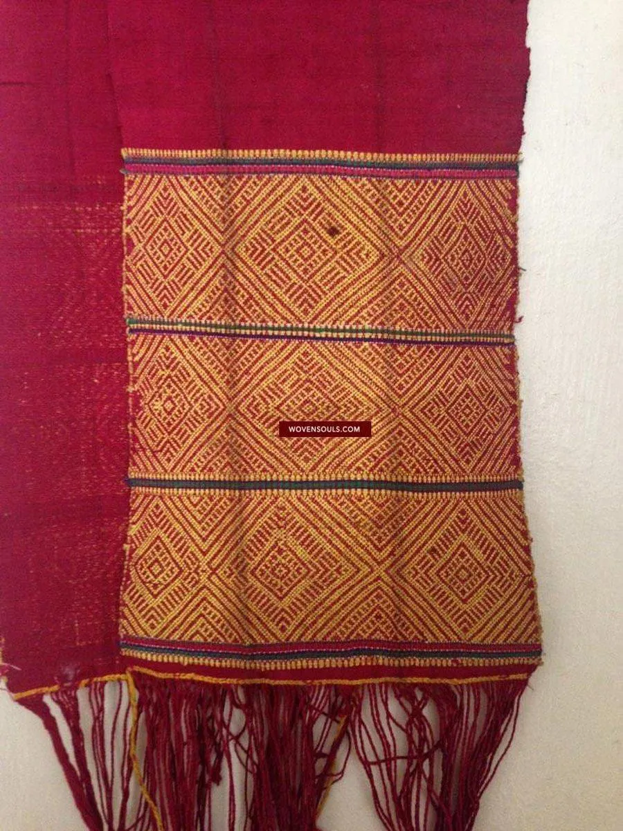 741 SOLD Antique Myanmar Aso Chin Woven Belt Textile