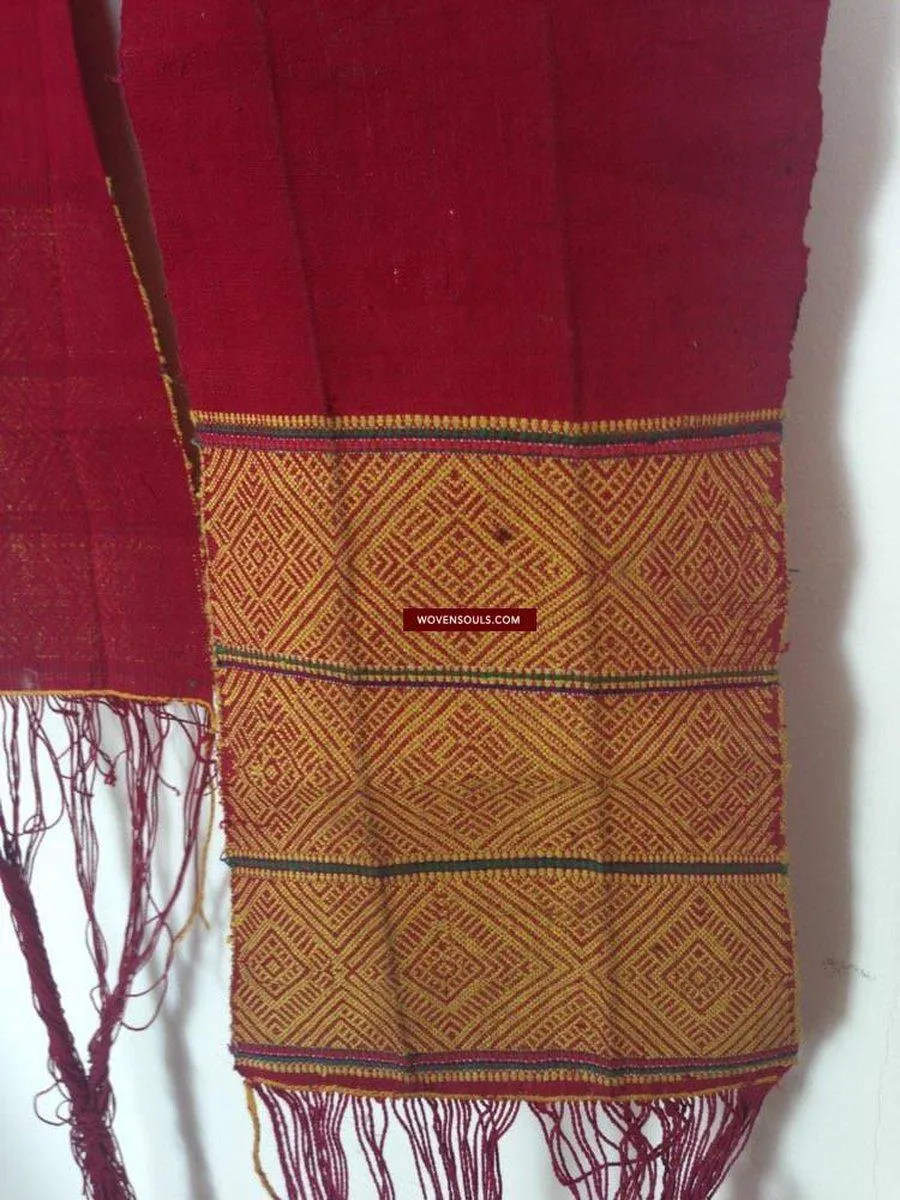 741 SOLD Antique Myanmar Aso Chin Woven Belt Textile