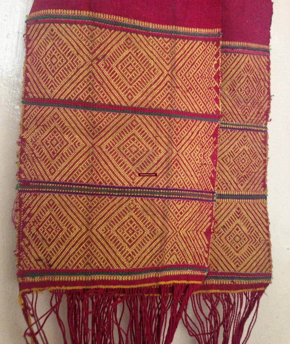 741 SOLD Antique Myanmar Aso Chin Woven Belt Textile
