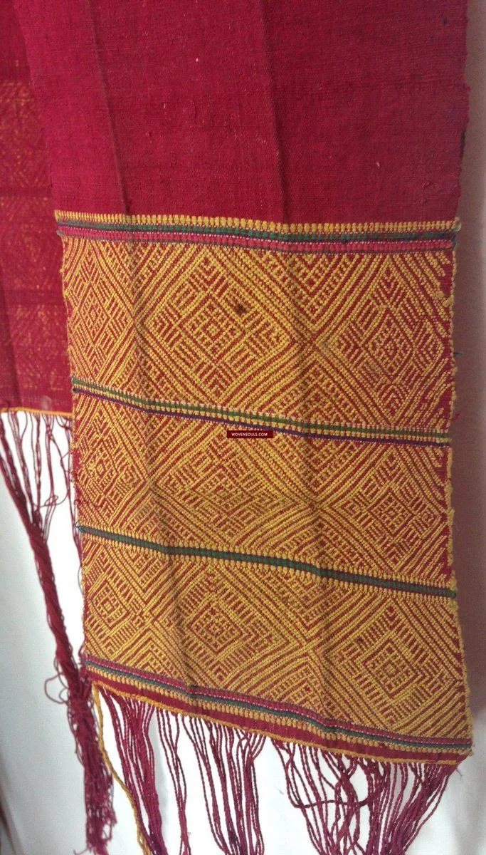 741 SOLD Antique Myanmar Aso Chin Woven Belt Textile