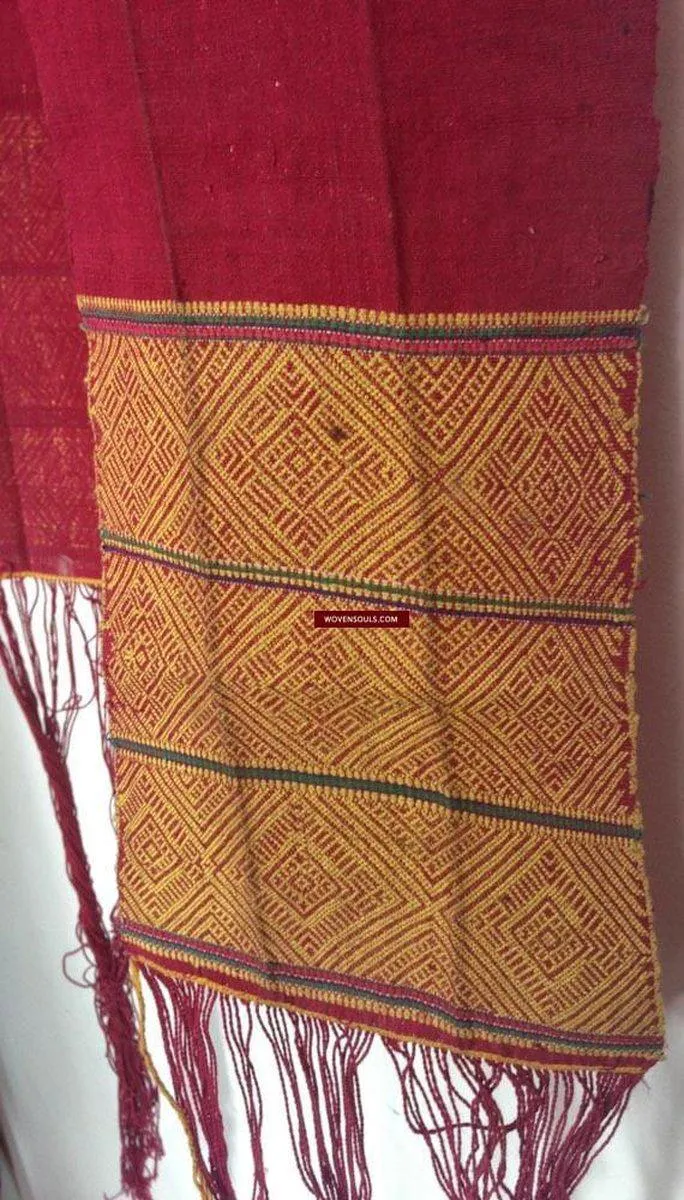 741 SOLD Antique Myanmar Aso Chin Woven Belt Textile
