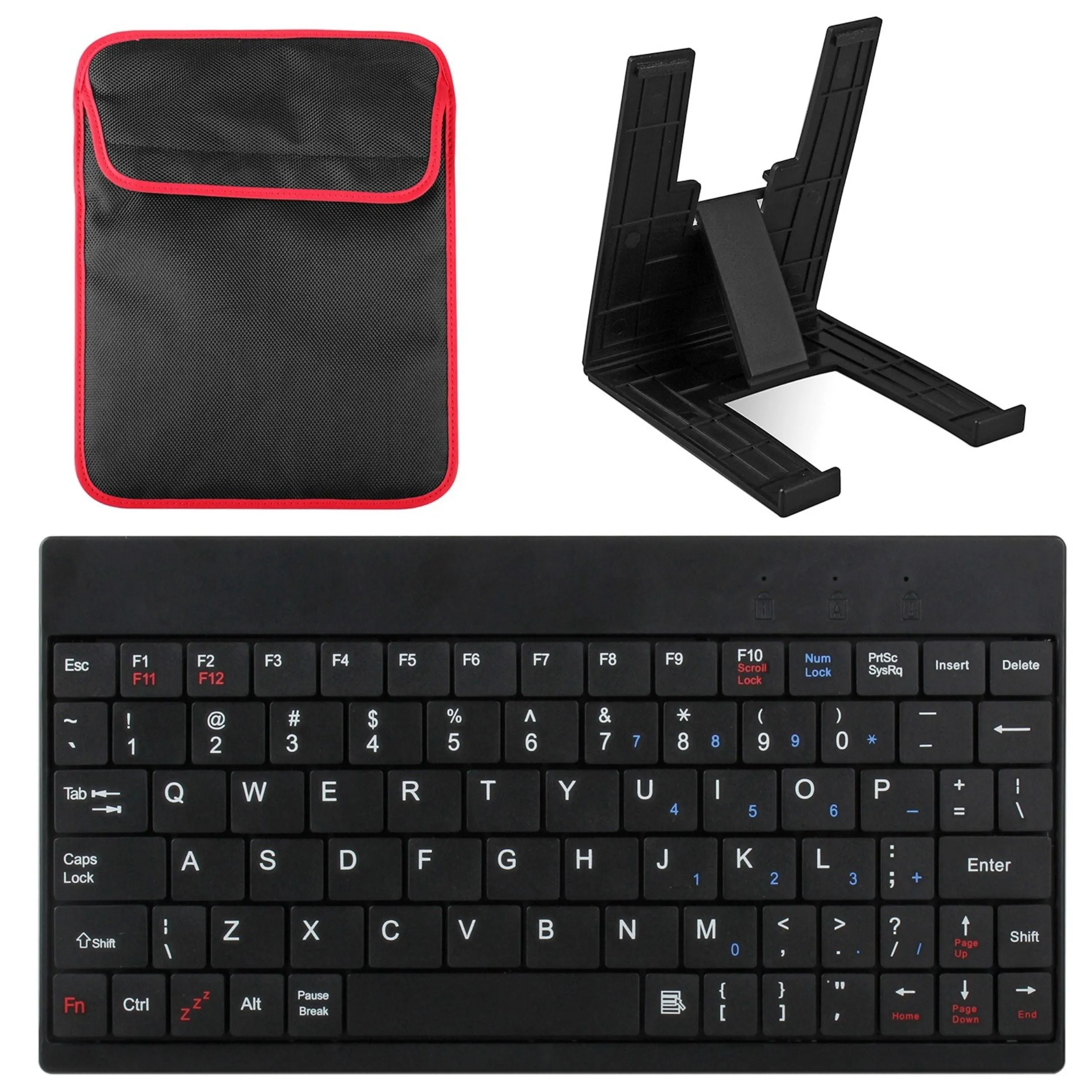 80 Keys Mini USB Wired Keyboard with Carry Bag and Tablet Stand for Android & Windows Tablet