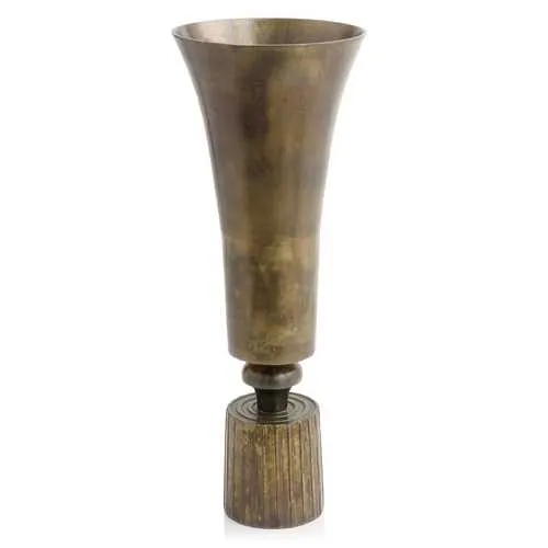 9.5" x 9.5" x 26.5" Regal Large Vintage Brass Vase