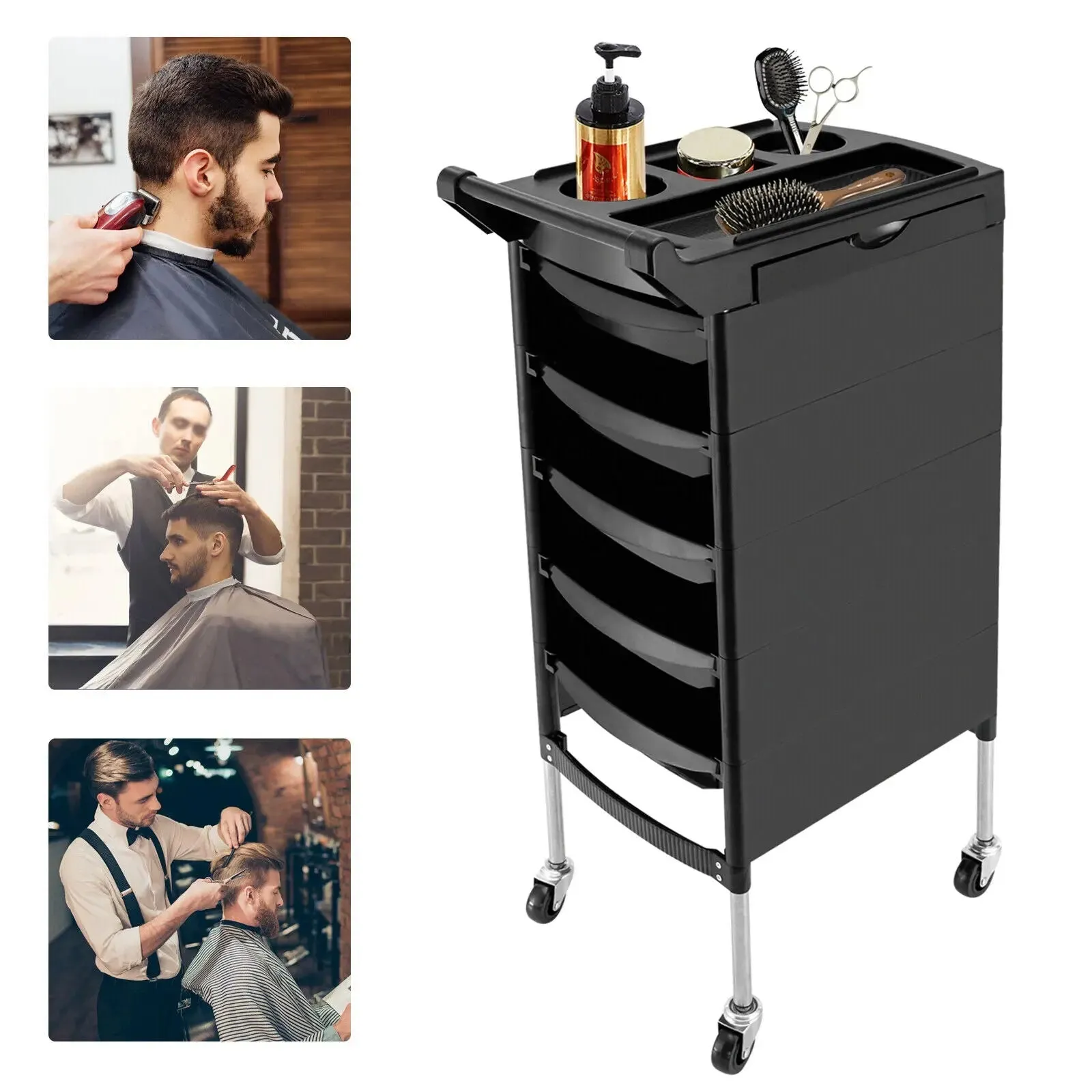 Beauty Salon Trolley Spa Styling Station Equipment Rolling Storage Tray Cart