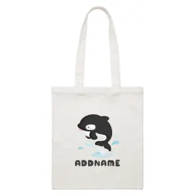 Birthday Winter Animals Orca Addname White Canvas Bag