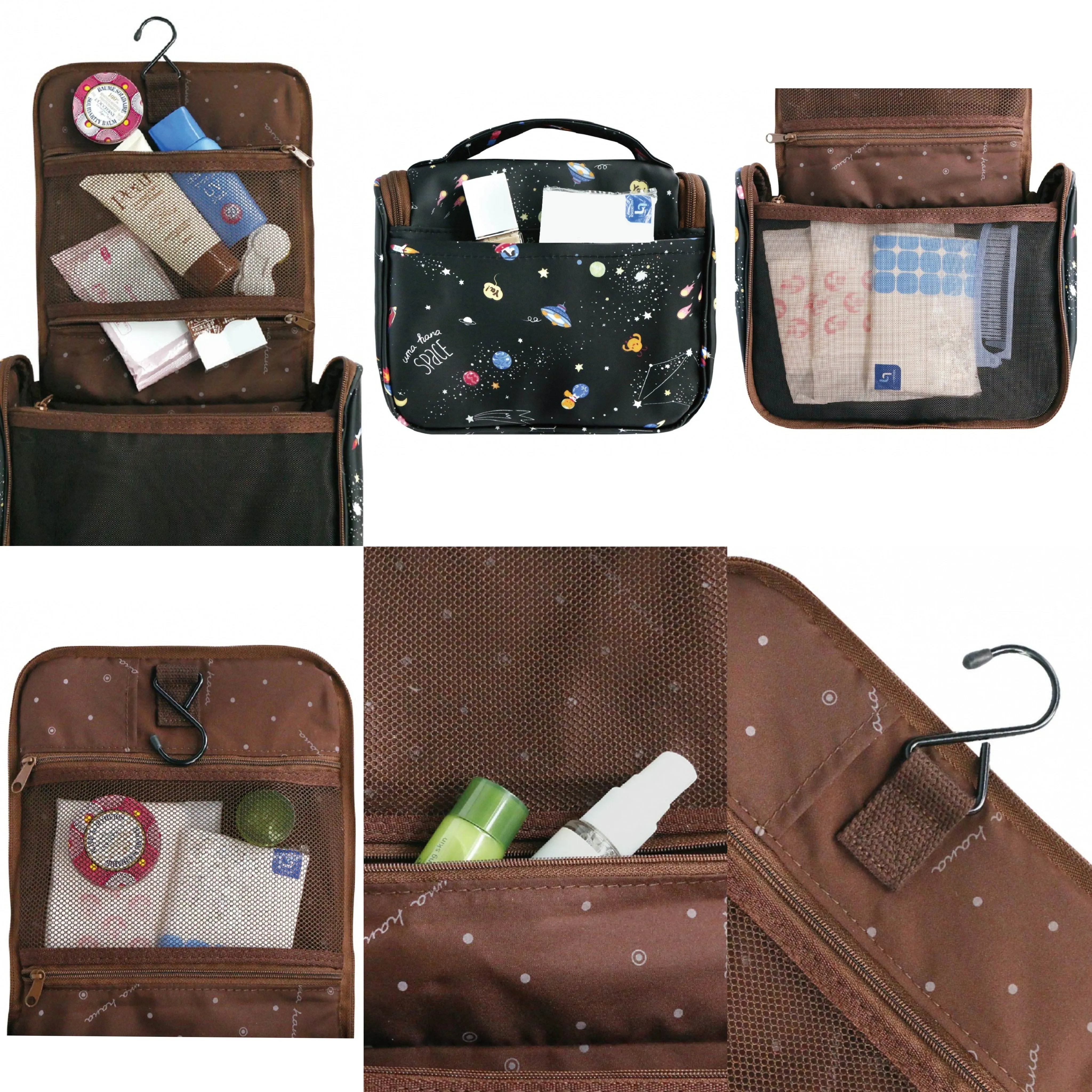 Black Surfing Corgi Toiletry Bag
