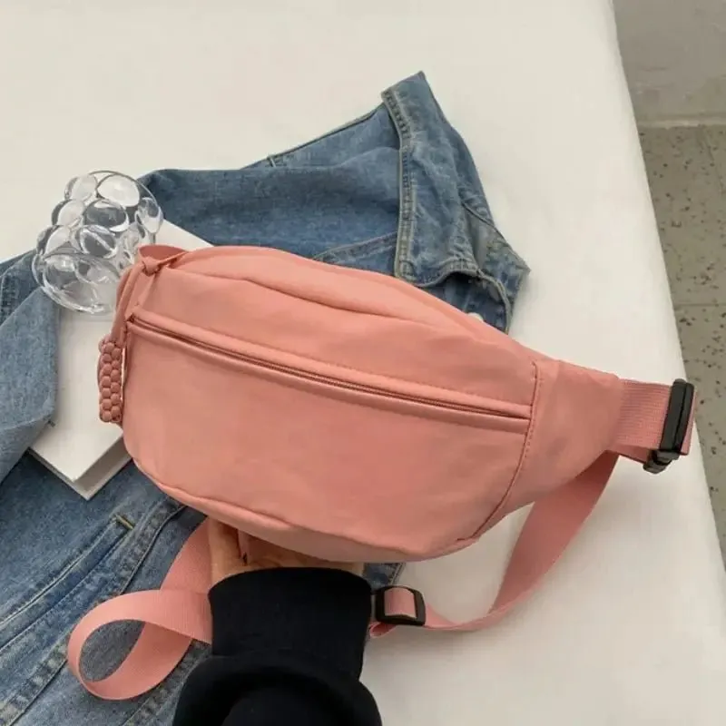 Chest Bag Banana Bag for Women Sling Crossbody Waist Pack Canvas Running Waist Bag Casual Fanny Packs Sport Half Moon Belt Bag