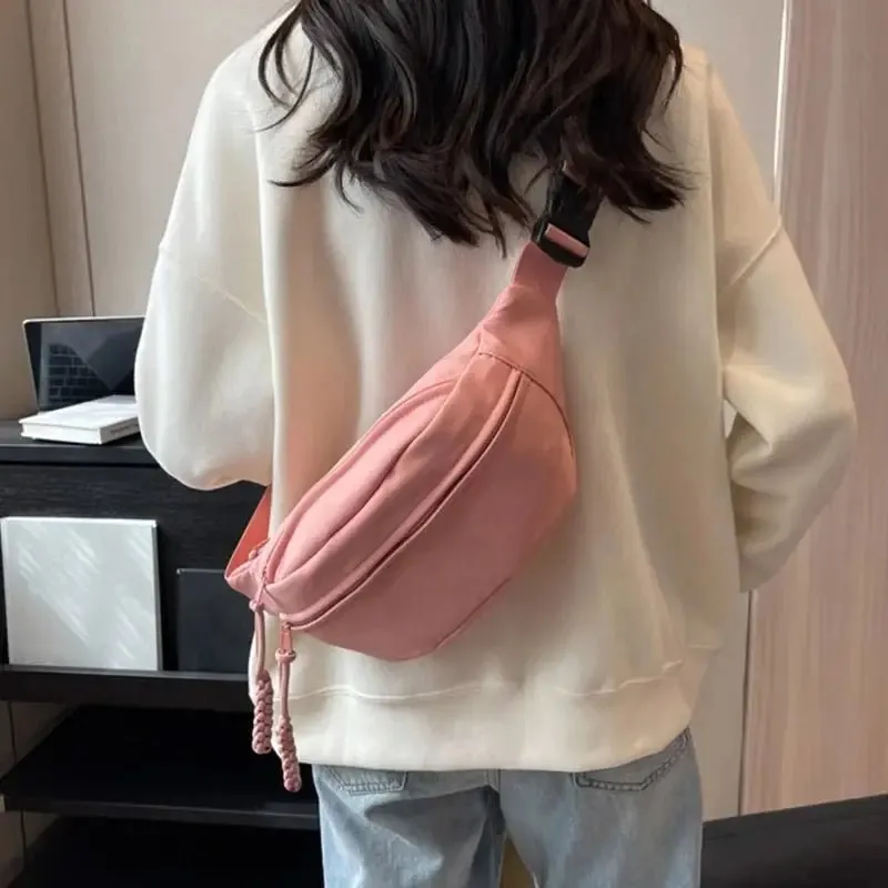 Chest Bag Banana Bag for Women Sling Crossbody Waist Pack Canvas Running Waist Bag Casual Fanny Packs Sport Half Moon Belt Bag