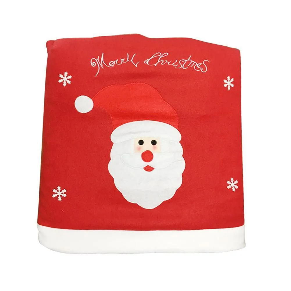 Christmas Chair Cover Santa Claus Snowman Kitchen Tableware Hotel Seat Case