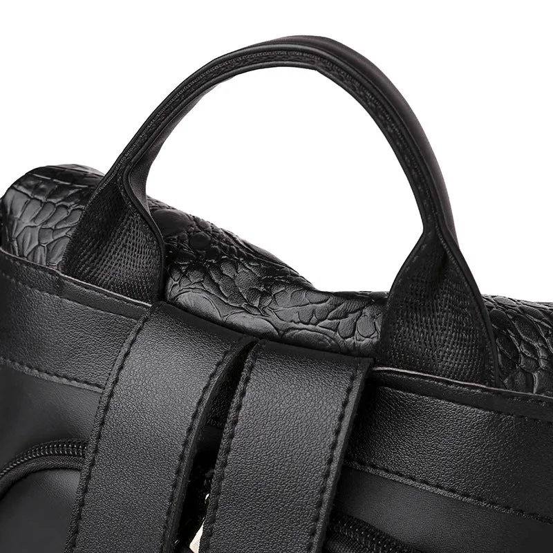 Crocodile Pattern Leather Backpack Fashion Travel Bag
