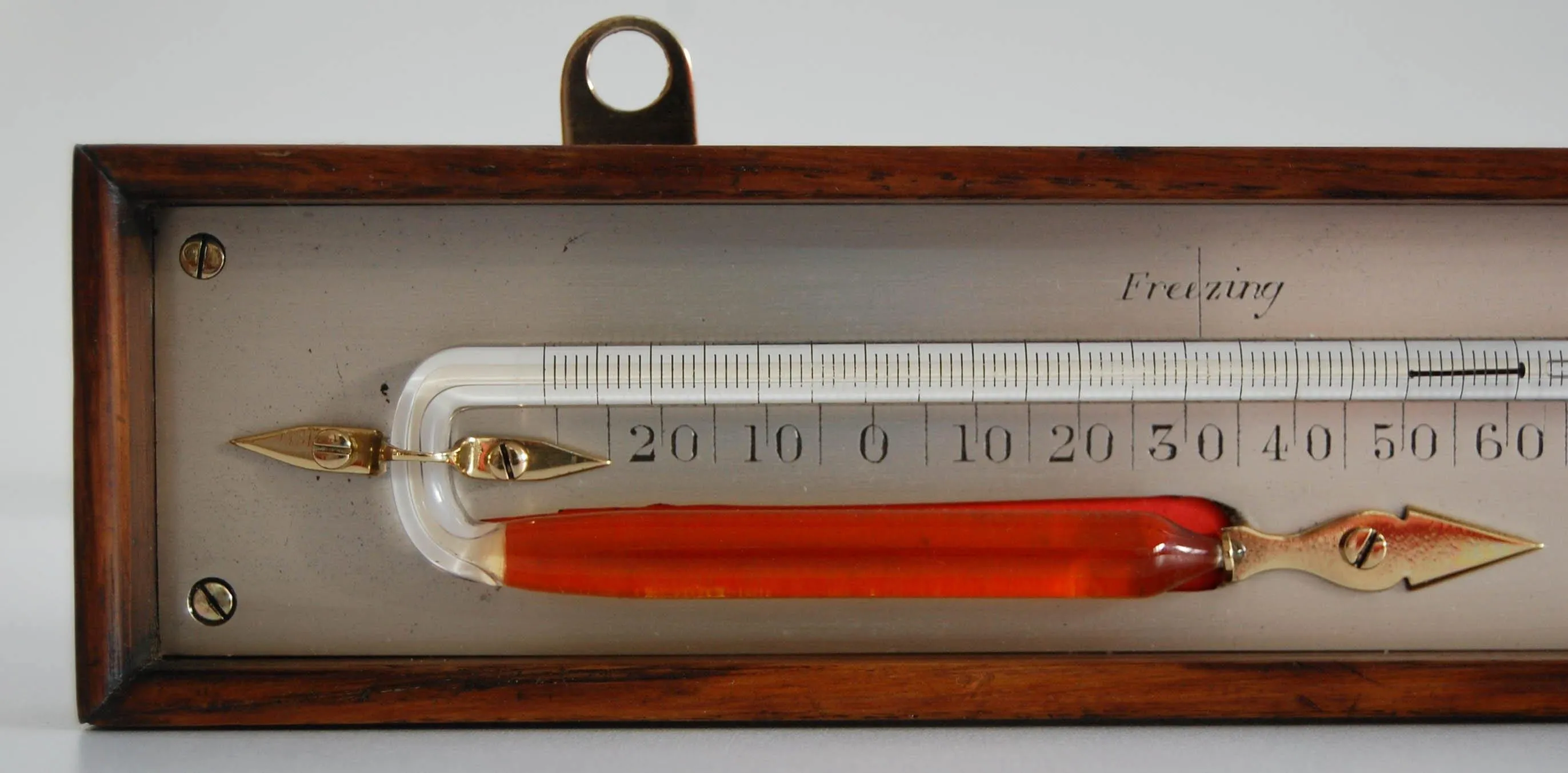Early nineteenth Century Oak Cased Rutherford Type Minimum Thermometer by Adie & Son Edinburgh