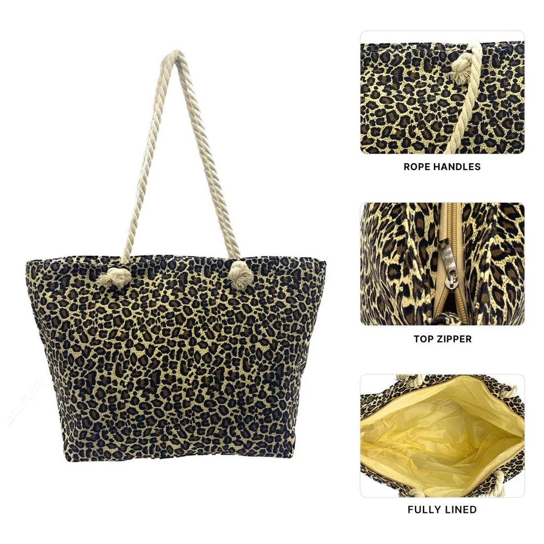 Empire Cove Womens 2 Piece Gift Set Leopard Beach Tote Bag Sunglasses Travel
