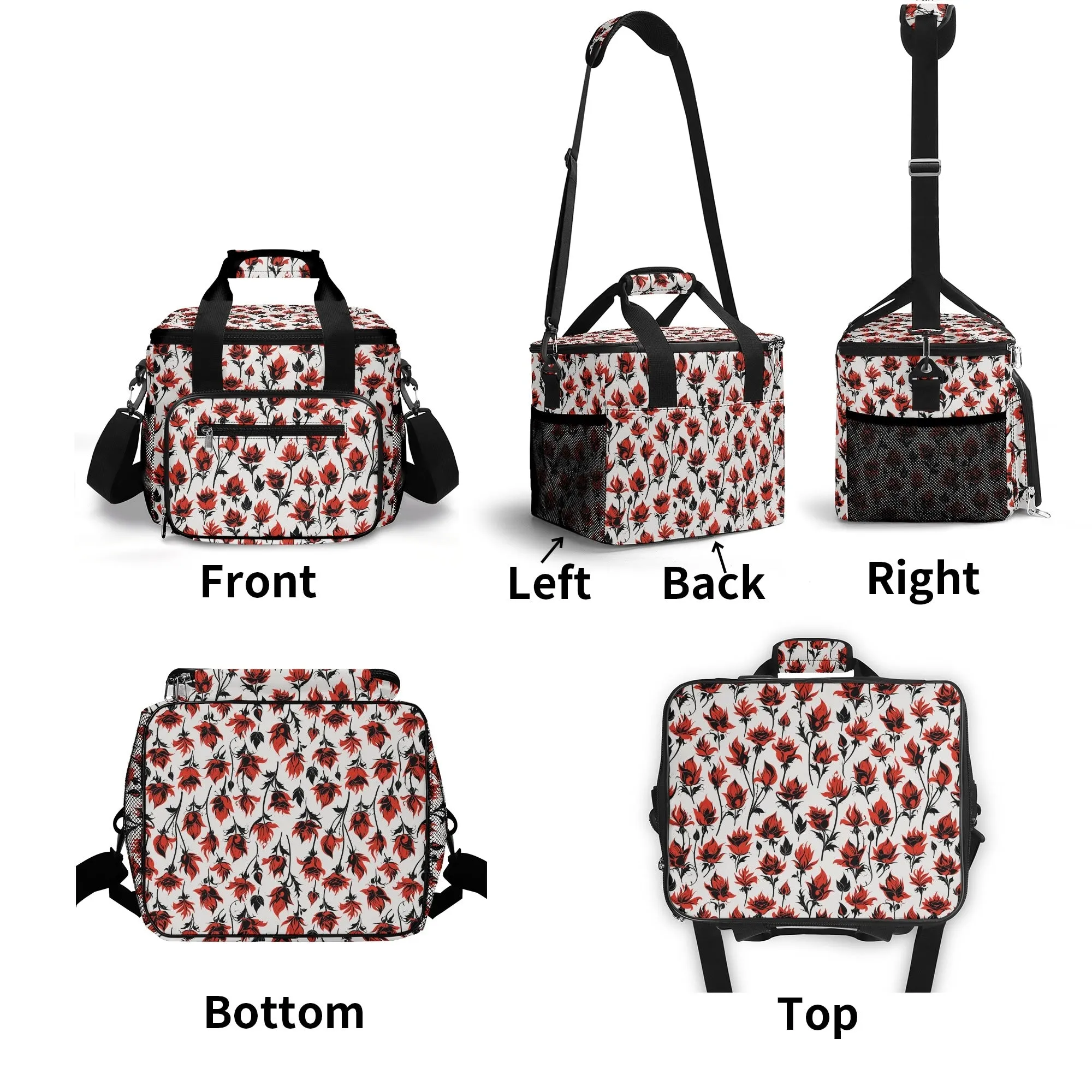 Floral Fire Insulated Leakproof Cooler Bag Lunch Box