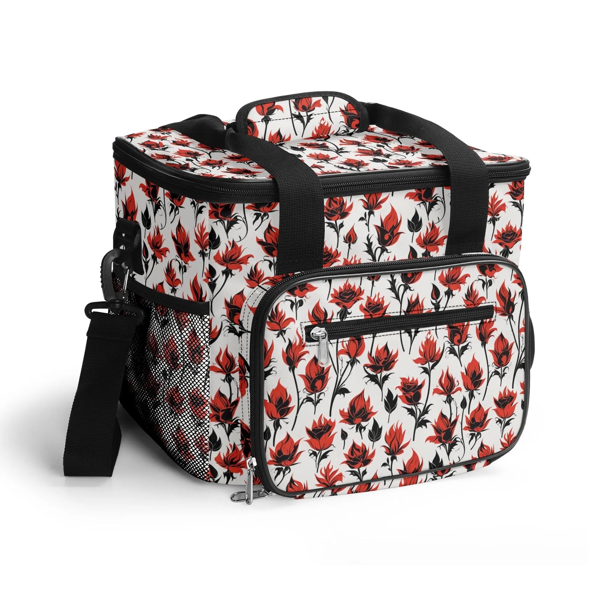 Floral Fire Insulated Leakproof Cooler Bag Lunch Box