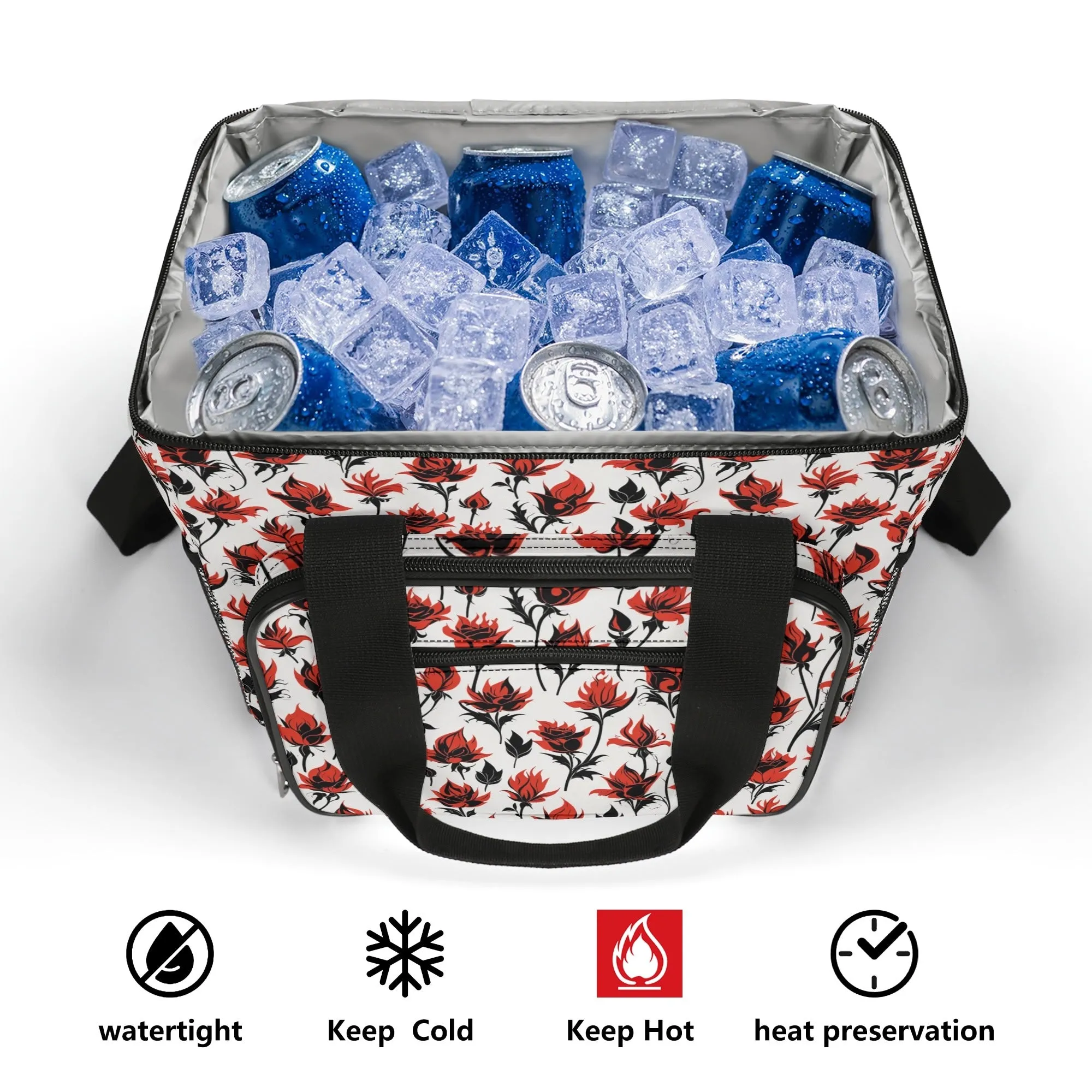 Floral Fire Insulated Leakproof Cooler Bag Lunch Box
