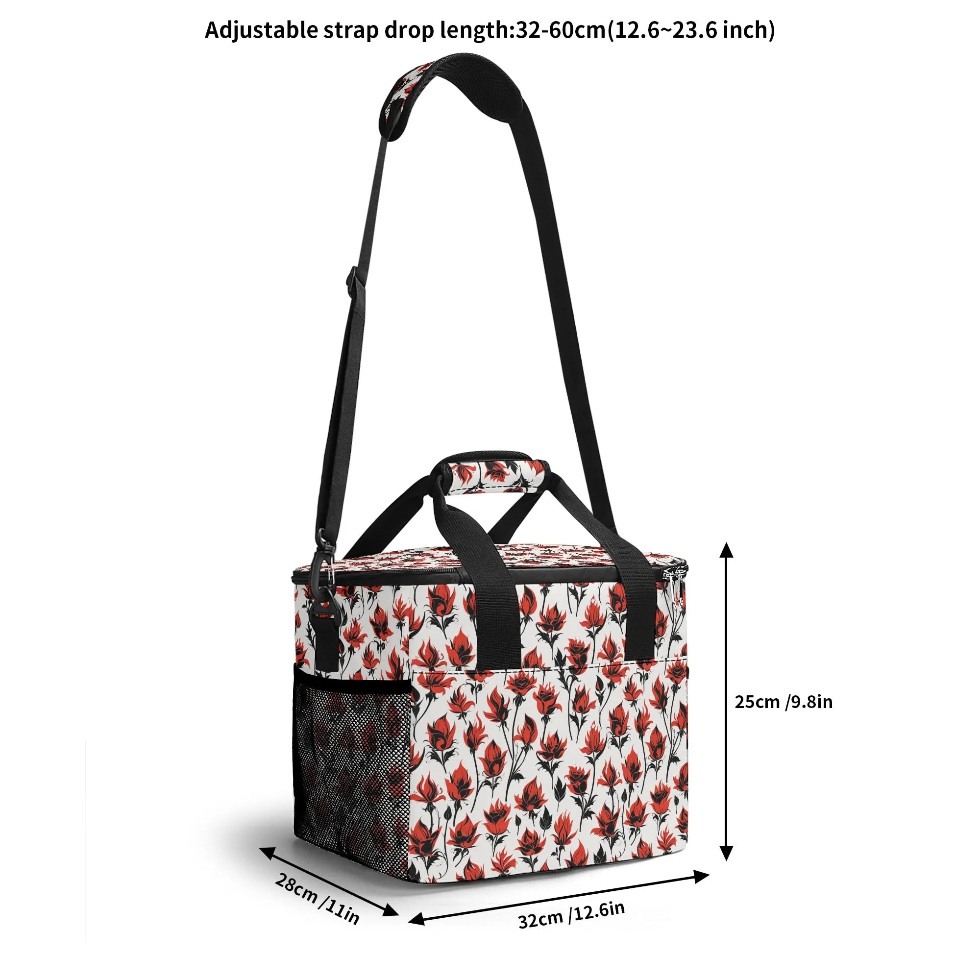 Floral Fire Insulated Leakproof Cooler Bag Lunch Box