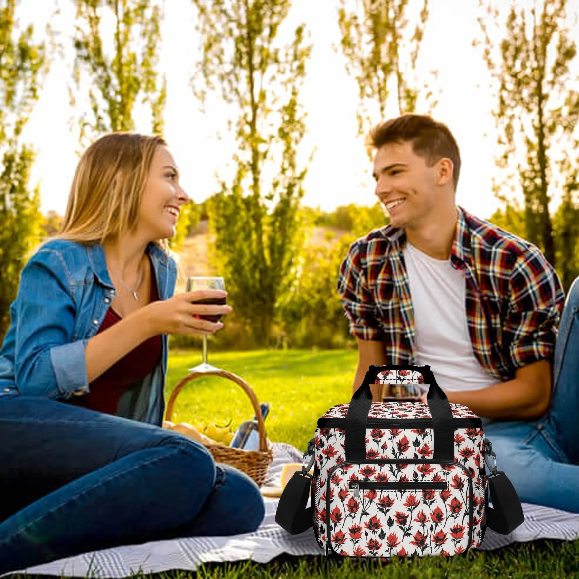 Floral Fire Insulated Leakproof Cooler Bag Lunch Box