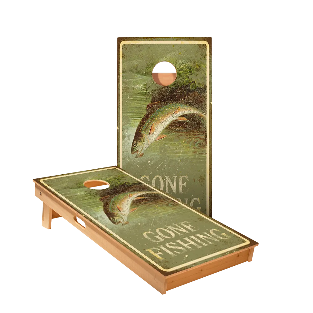 Gone Fishin Sign Star Cornhole Boards
