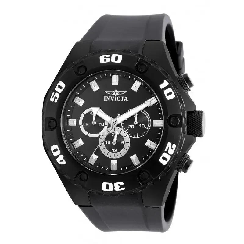Invicta Men's Specialty Chronograph Black Stainless Steel, Silicone Watch 21459