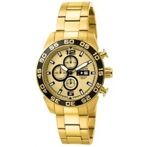Invicta Mens Specialty Chronograph Quartz Gold Plated Stainless Steel Watch 1016