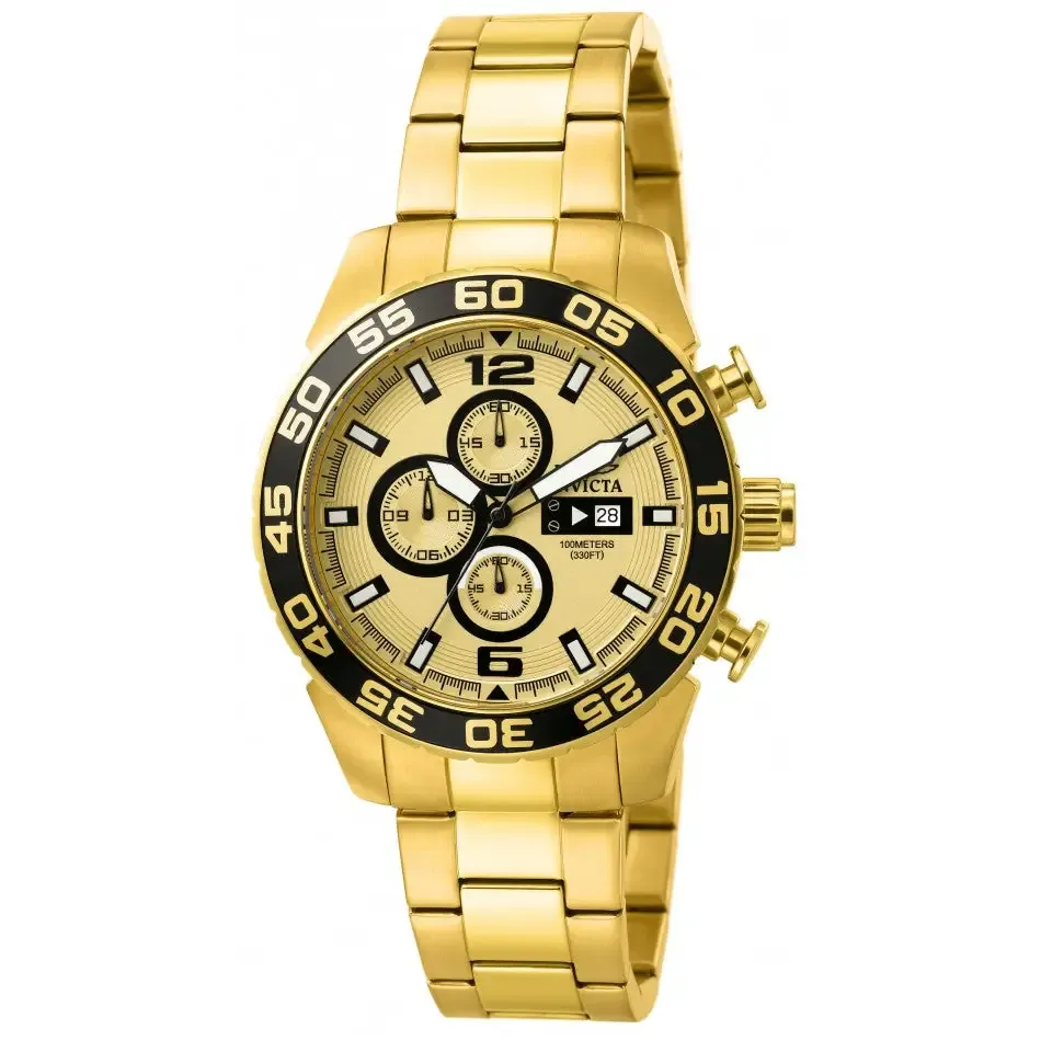 Invicta Mens Specialty Chronograph Quartz Gold Plated Stainless Steel Watch 1016