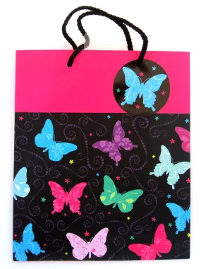 Large Hot Pink & Black Butterfly Gift Bag