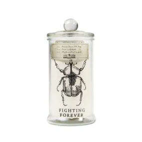 Linen Tote Bag in Glass Specimen Jar Fighting Forever (Beetle)