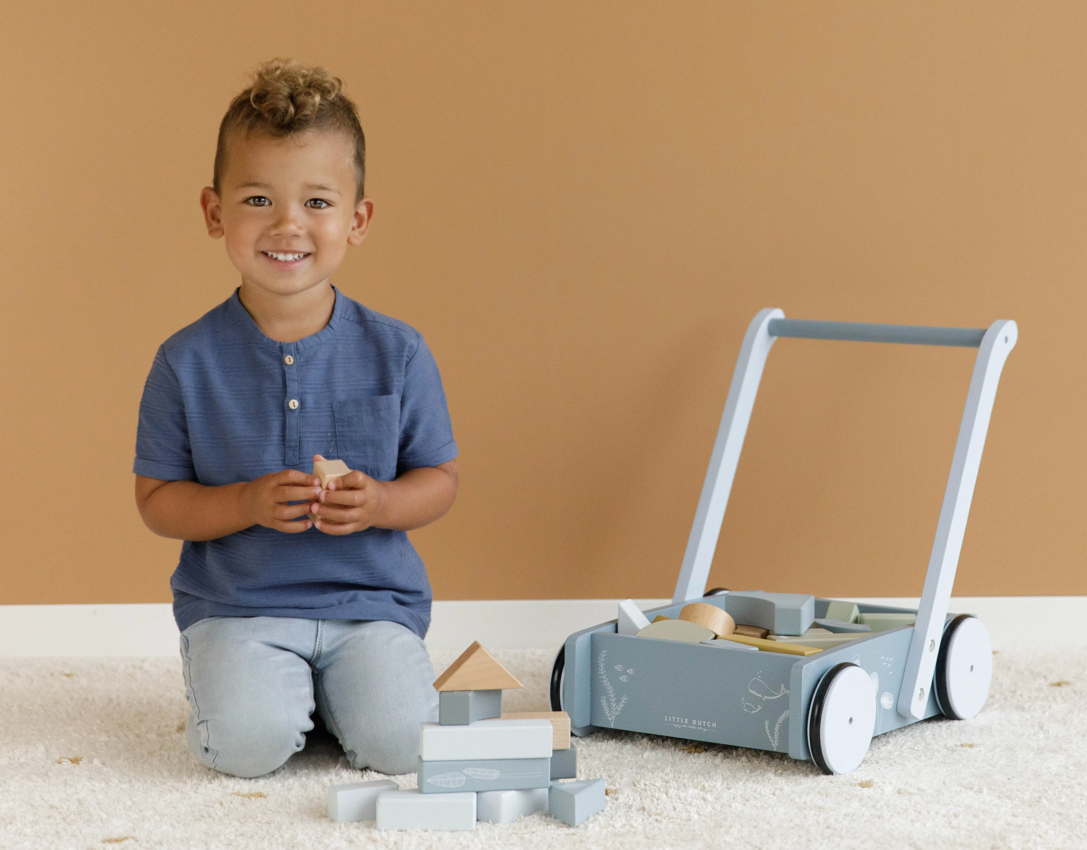 Little Dutch Walker With Blocks - Ocean Blue