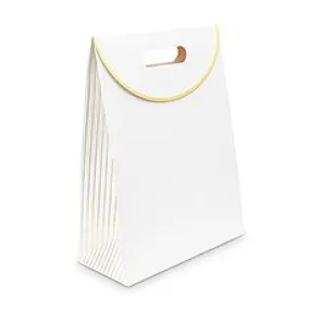 PAPER GIFT BAG WITH HANDLES - GOLD STRIPE