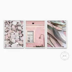 Pastel Pink Wall Art Set Of 3 PRINTABLE WALL ART, Coastal Wall Art, Pastel Wall Art, Cute Posters, Pastel Pink Wall Decor