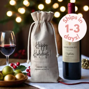 Personalized Christmas Wine Bag Personalized Drawstring Wine Carrier Tote Funny Wine Gift Bag for Holidays Secret Santa Hostess Gift or Home Party