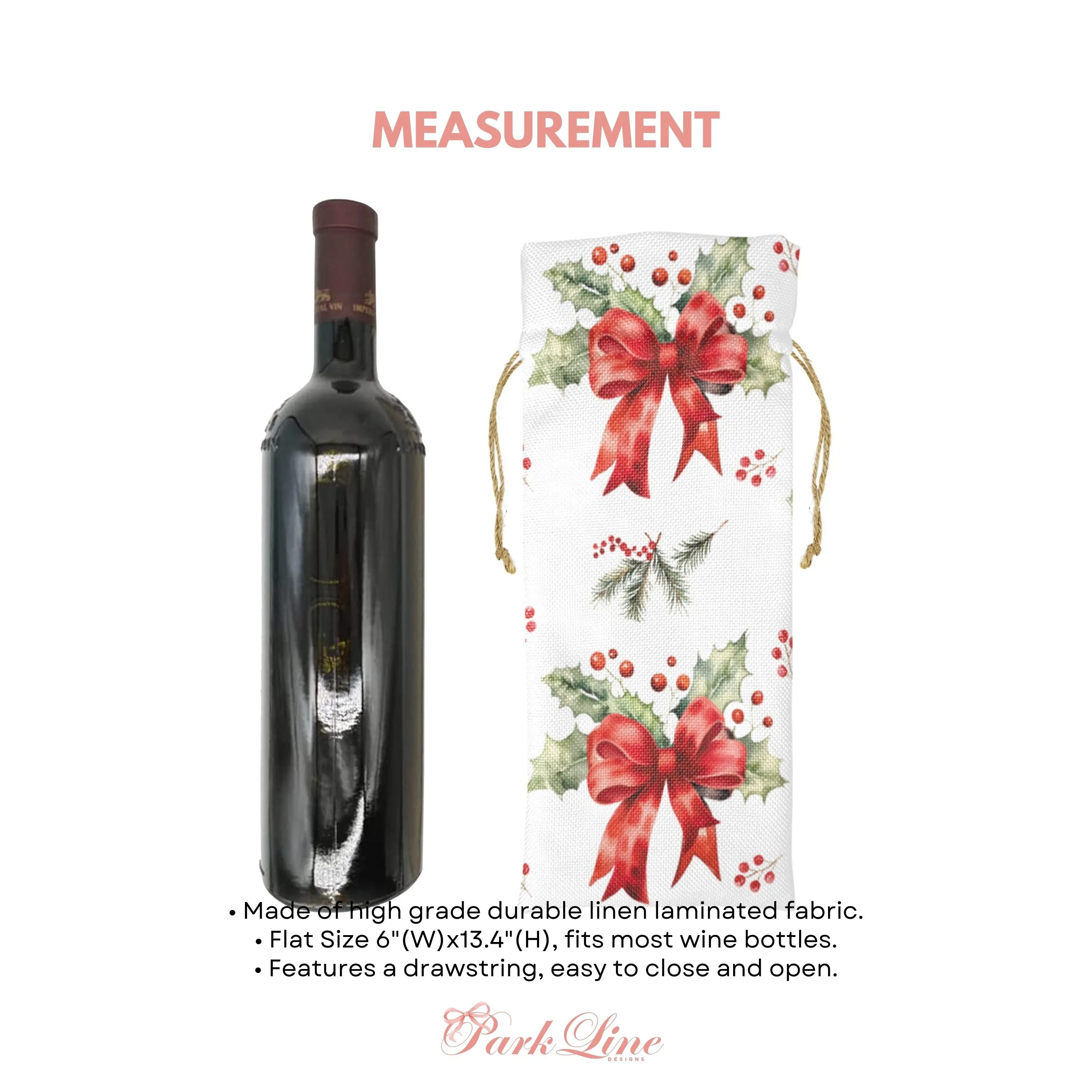 Personalized Christmas Wine Bag Personalized Drawstring Wine Carrier Tote Funny Wine Gift Bag for Holidays Secret Santa Hostess Gift or Home Party