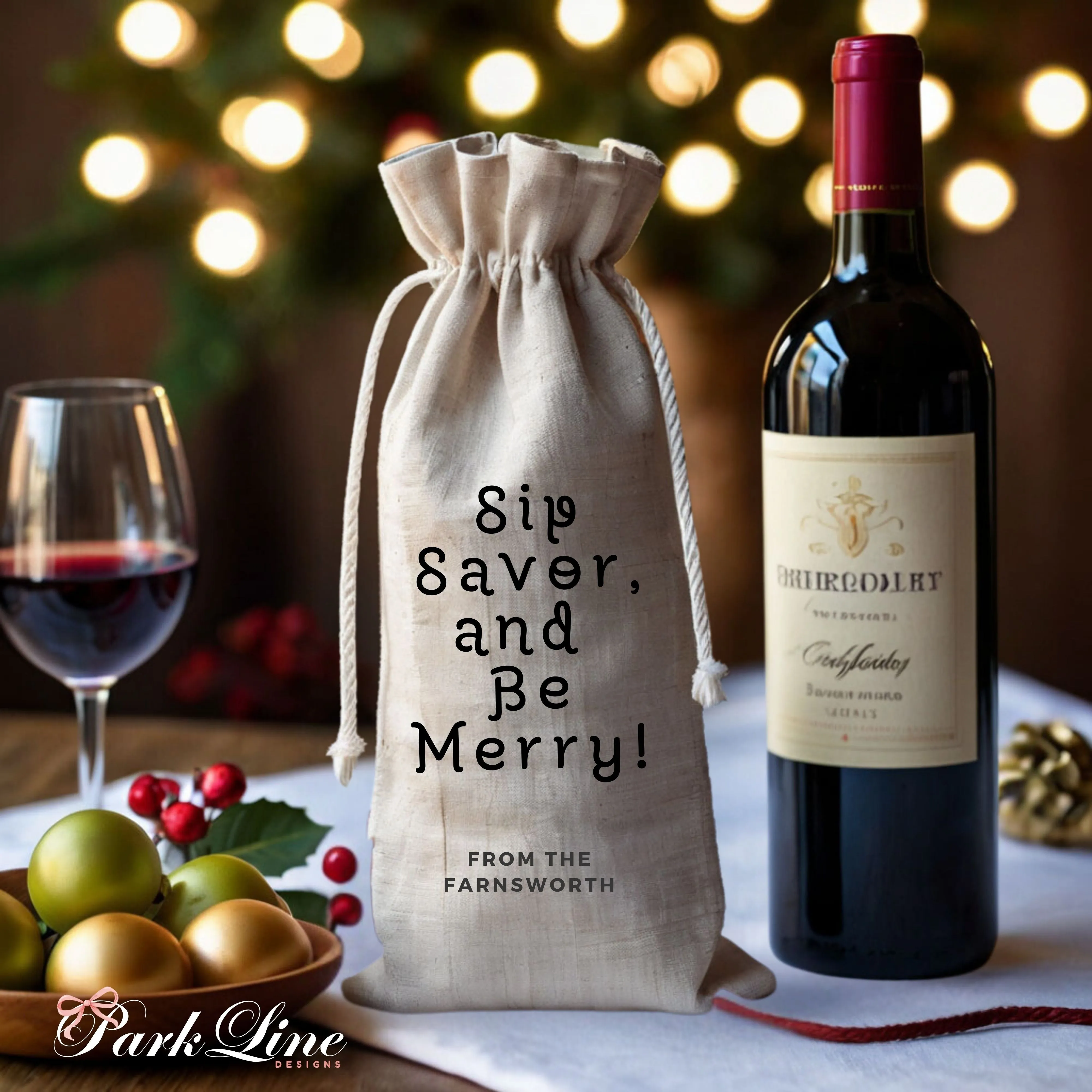 Personalized Christmas Wine Bag Personalized Drawstring Wine Carrier Tote Funny Wine Gift Bag for Holidays Secret Santa Hostess Gift or Home Party