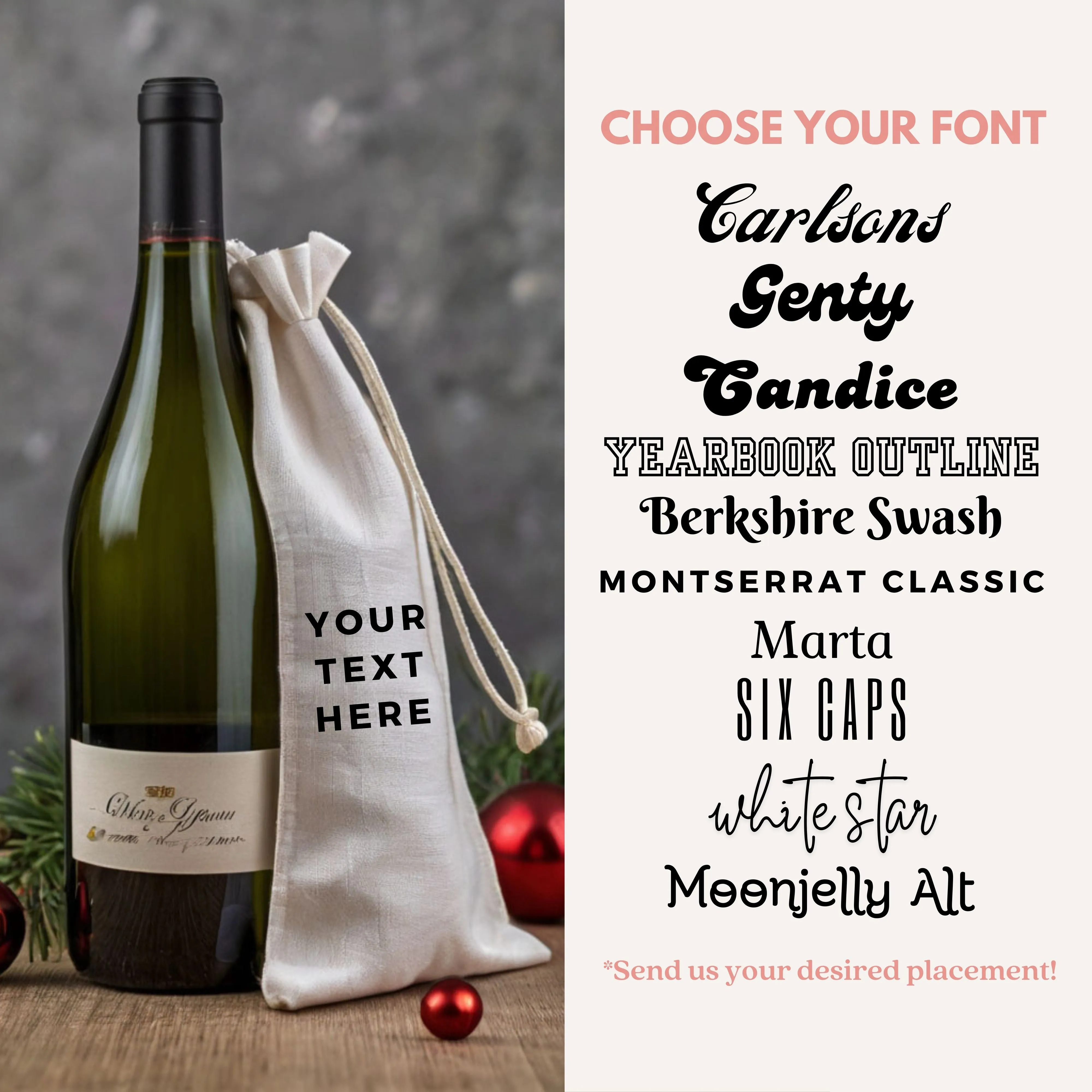 Personalized Christmas Wine Bag Personalized Drawstring Wine Carrier Tote Funny Wine Gift Bag for Holidays Secret Santa Hostess Gift or Home Party