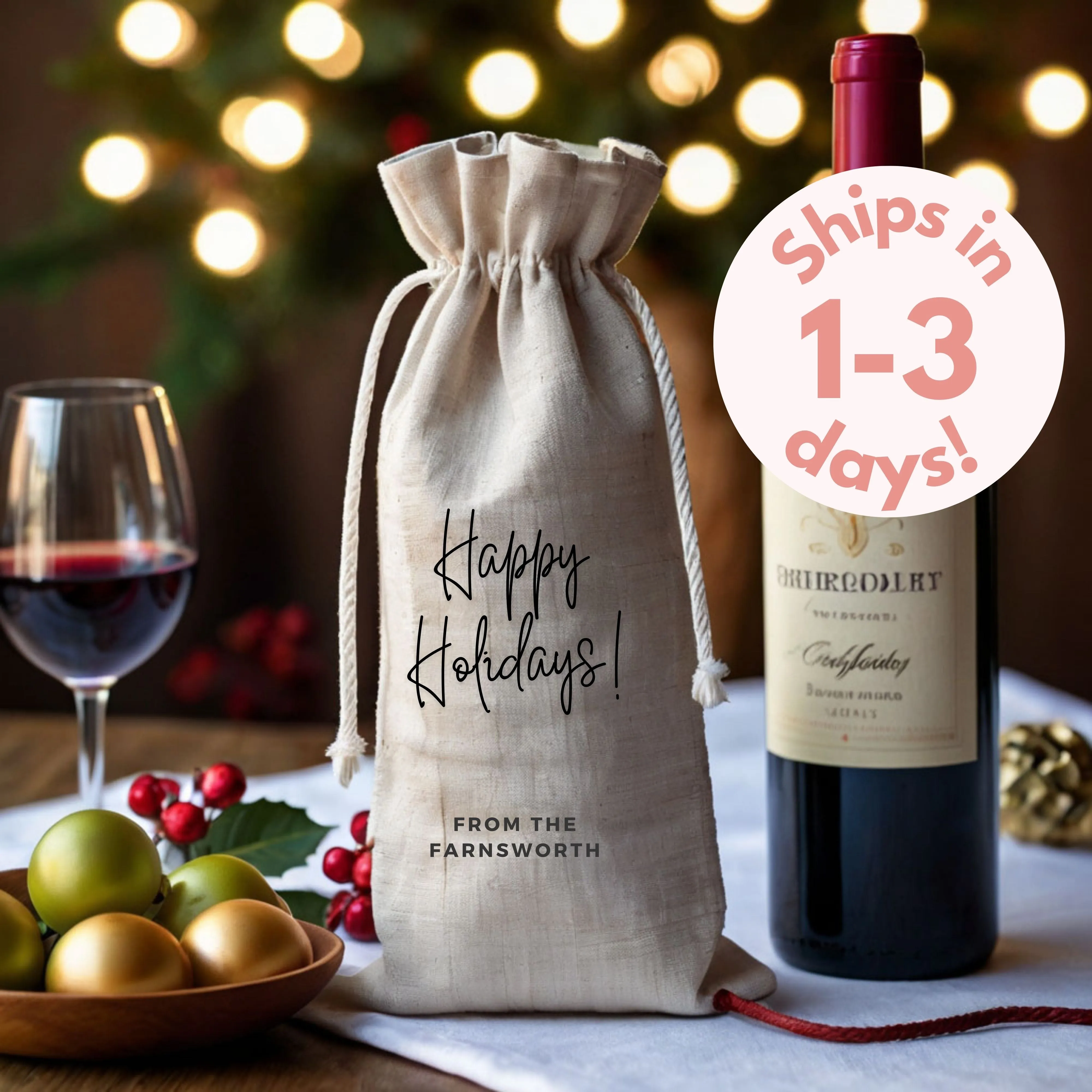 Personalized Christmas Wine Bag Personalized Drawstring Wine Carrier Tote Funny Wine Gift Bag for Holidays Secret Santa Hostess Gift or Home Party