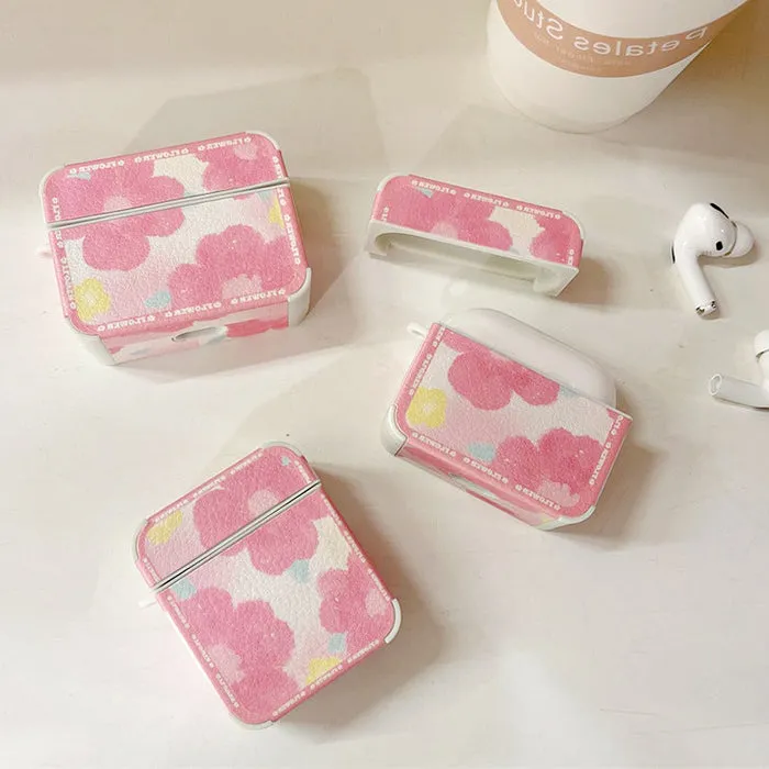 Pink Floral Paint Airpods Case
