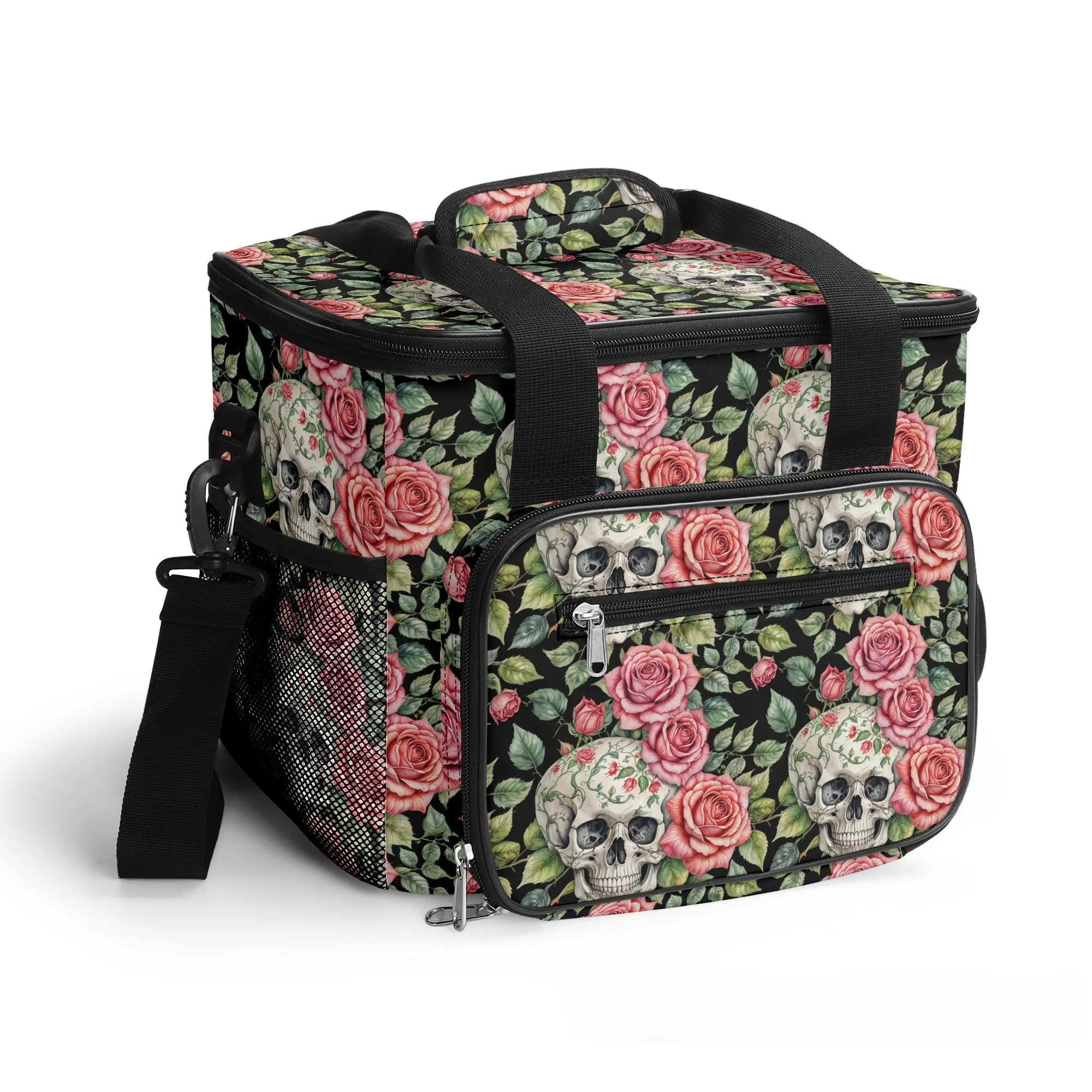 Pink Skulls Insulated Leakproof Cooler Bag Lunch Box