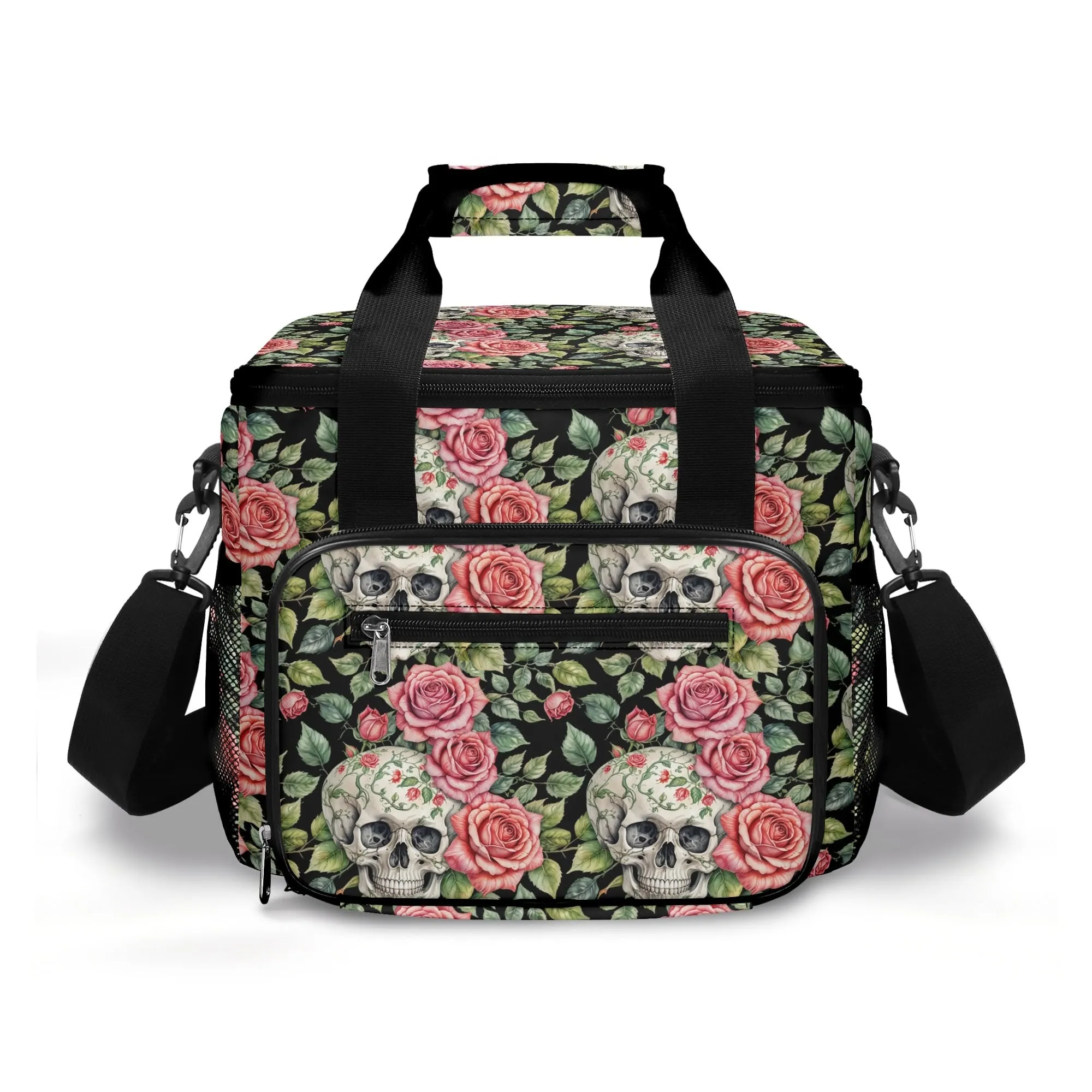 Pink Skulls Insulated Leakproof Cooler Bag Lunch Box