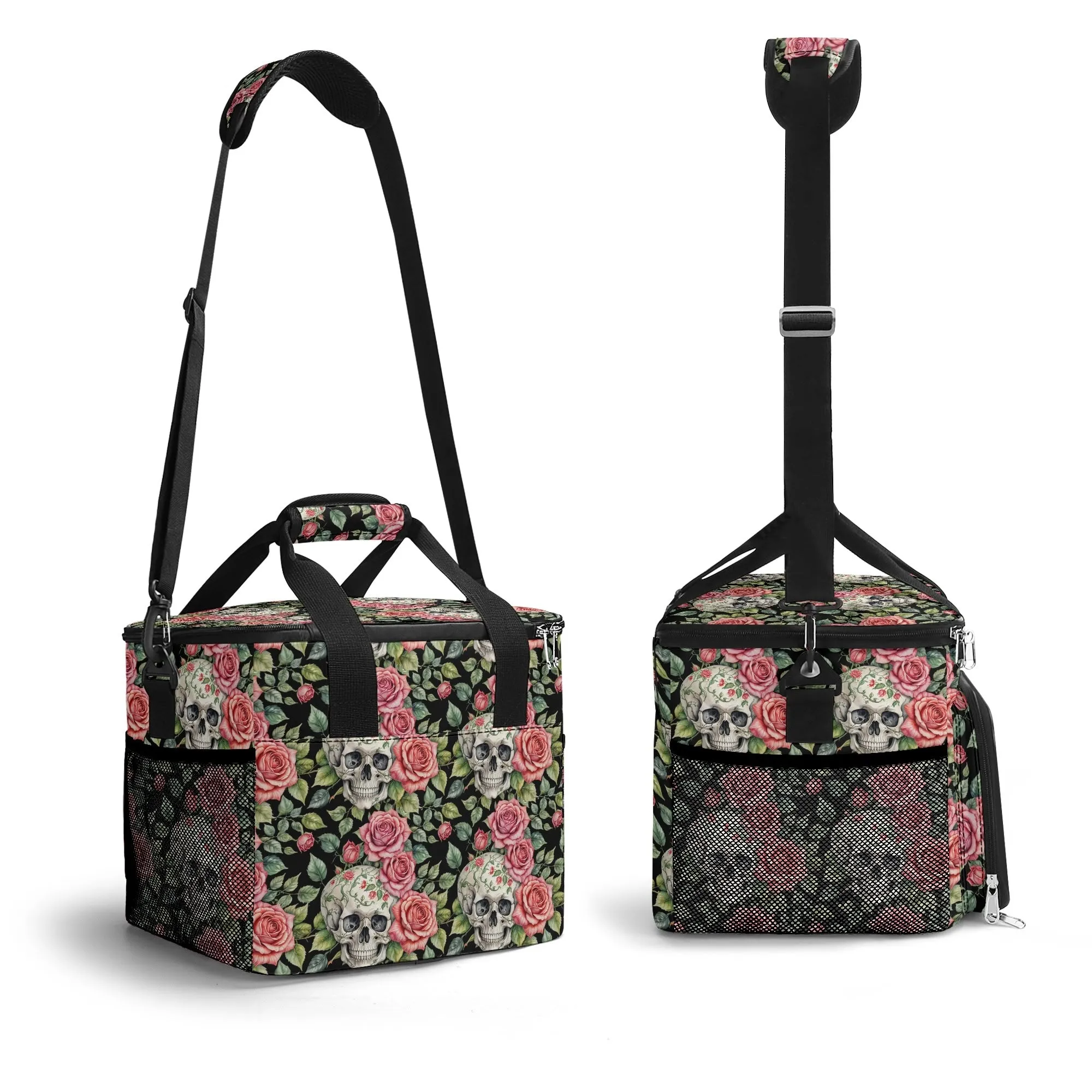 Pink Skulls Insulated Leakproof Cooler Bag Lunch Box