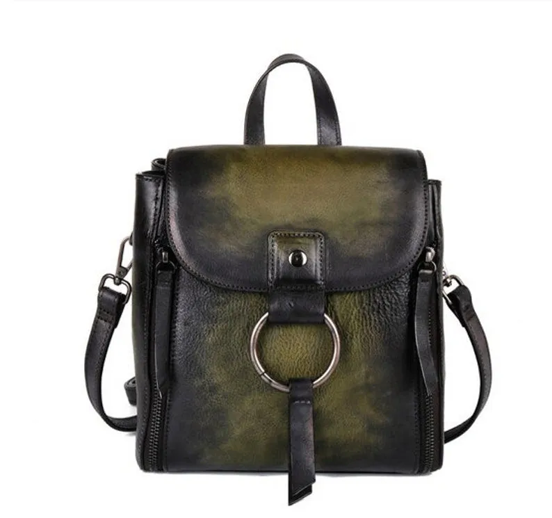 Retro Design Female High Quality Leather Rucksack Backpack